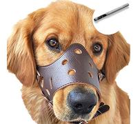 BARKLESS Soft Leather Dog Muzzle for Small Dogs, Secure Anti-Barking