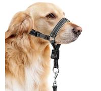BARKLESS Soft Nylon Dog Head Collar for Large Medium Dog, Reflective Padding Head Halter for Training, Adjustable Muzzle Leash No Pulling, Jumping, Nose Leash Ideal for Walking (Black, M)