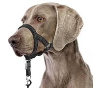 BARKLESS Sturdy No Pull Head Collar for Medium Large Dogs, Gentle Reflective Head Halter with Safety Link, Adjustable Nylon Dog Training Muzzle Leash for Walking Control (Black, XL)