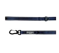 Barkridges® Lightweight Triple Handle Dog Lead Leash | Traffic Handle | Secured | Auto Lock Aluminium Clip | Padded Handle | Reflective | Strong Nylon | Comfortable (Dark Blue, 150 cm / 5 ft)