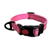 Barkridges® Premium Dog Collar | Adjustable | Easy-to-Wear Buckle | Lockable | Durable | Safety Reflective Strips | Comfortable for Small Medium Large Dogs (Hot Pink, M/L)
