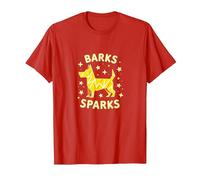 Barks Sparks: Whimsical Dog Starry Night T-Shirt, Men, Red, XL