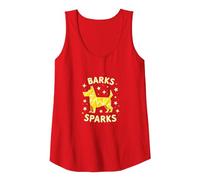 Barks Sparks: Whimsical Dog Starry Night Tank Top, Women, Red, M