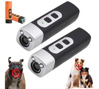 BarkShield for Dogs, The BarkShield Pro, Dog Bark Deterrent Device with Led Flashlight, Suitable for Training Dogs to Improve Bad Behavior (Black*2)