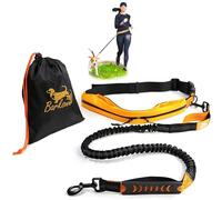 Barkswell Hands Free Dog Lead - Bungee Running Lead with Adjustable Waist Belt & 2 Zipped Pockets - Canicross, Jogging, Hiking & Walking Lead for Medium and Large Breeds up to 60kg