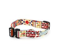 BarkyWhisker Standard Colorful Dog Collars with Metal Buckle, Adjustable (Wide 2.5cm, Long 32-58cm, Aztec/Boho/Geometric)