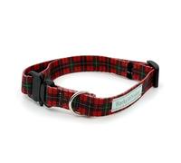 BarkyWhisker Standard Colorful Dog Collars with Metal Buckle, Adjustable (Wide 2cm, Long 30-55cm, Tartan)