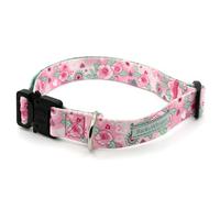 BarkyWhisker Standard Colorful Dog Collars with Metal Buckle, Adjustable (Wide 3cm, Long 44-76cm, Flowers)