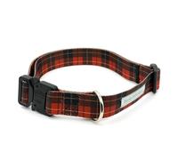 BarkyWhisker Standard Colorful Dog Collars with Metal Buckle, Adjustable (Wide 3cm, Long 44-76cm, Tartan)