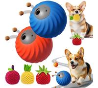 Barkzys Zoomie Buddy 2.0, [2025 Newly Upgraded] 2 in 1 Interactive Dog Toys Dog Ball ＆ Pet Feeder with Fruit Plush Cover, To Keep Dogs Busy for/Small/Medium/Large, USB Rechargeable (2Mix+3Mix)