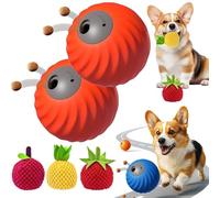 Barkzys Zoomie Buddy 2.0, [2025 Newly Upgraded] 2 in 1 Interactive Dog Toys Dog Ball ＆ Pet Feeder with Fruit Plush Cover, To Keep Dogs Busy for/Small/Medium/Large, USB Rechargeable (2Orange+3Mix)