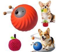 Barkzys Zoomie Buddy 2.0, [2025 Newly Upgraded] 2 in 1 Interactive Dog Toys Dog Ball ＆ Pet Feeder with Fruit Plush Cover, To Keep Dogs Busy for/Small/Medium/Large, USB Rechargeable (Orange+A)