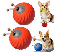 Barkzys Zoomie Buddy 2.0, [2025 Newly Upgraded] 2 in 1 Interactive Dog Toys Dog Ball ＆ Pet Feeder with Fruit Plush Cover, To Keep Dogs Busy for/Small/Medium/Large, USB Rechargeable (2Orange)