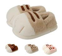 Barley Direct Cat Paw Slippers, Warm Winter Cozy Fuzzy Paws For Women(Khaki,5 UK)
