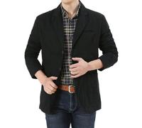 Barley Direct Mens Casual Washed Blazer,3-Button Casual Suits Regular Fit Cowboy Jacket Cotton Blazer Sports Jackets Smart Retro Multi-Pocket Formal Work Jacket(Black,M)