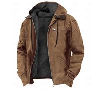 Barley Direct Men's Winter Parka, Brown, XL, Unisex, Solid, Cotton, Long Sleeve, Lightweight, Aviator Coat