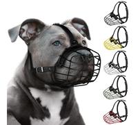 Barley Direct Pitbull Dog Muzzle Metal Mask Amstaff Secure Wire Basket Adjustable Durable Leather Straps For Large Dogs