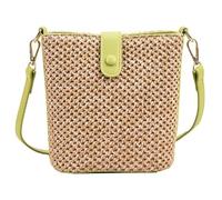 Barley Direct Straw Shoulder Bag for Women, Handmade Rattan Shoulder Bag, Handmade Woven Leather Straps, Holiday Clutch Bag(Green-standard)