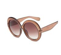 Barley Direct Sunglasses Retro Chic Oversized Round Sunglasses For Women: Assorted Colors With Fashionable Clear Mirror(Brown)