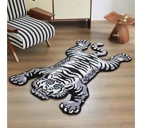 Barley Direct Tibetan Tiger Quilted Long Pile Rugs, Machine Washable Indoor Rugs with TPR Non-Slip Backing for Bedroom, Bathroom, Living Room and Dining Room(Grey)