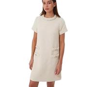 Barley Direct Womens 60s Mod Dress Tweed Elegant Formal Crew Neck Mini Dress Vintage Button Short Sleeve A Line Dresses