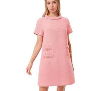 Barley Direct Womens 60s Mod Dress Tweed Elegant Formal Crew Neck Mini Dress Vintage Button Short Sleeve A Line Dresses