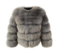 Barley Direct Women's Faux Fur Coat Short Artificial Fur Overcoat Solid Thick Outerwear Shaggy Parka Cardigan Jacket(Style 3,L)