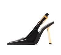 Barley Direct Women's Slingback Stilettos Pumps - Elegant Pointed Closed Toe Strange Gold Heel Strap Buckle Sandals Party Wedding Bride Pump Spring Dress Shoes(Wine Red,8.5 UK)