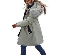 Barley Direct Womens Winter Coats Plus Size, Woemns Ladies Warm Hooded Outerwear Solid Thick Padded Jacket Windproof Raincoat Winter Warm Snow Coat(Green-2,Medium)