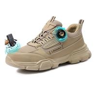 Barley Direct Work Boots Mens Womens Waterproof Steel Toe Cap Boot Lightweight Safety Boots Puncture Proof Work Shoes Industrial Safety Trainers with Swivel Buckle Shoelaces(Khaki D267,7 UK)