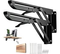 Barley Ears Folding Bracket 500mm Folding Wall Shelf, 2 Pieces Foldable Stainless Steel Console Support, Bracket for Wall Shelf, Garage Shelf Support Frame Max Load 100kg