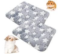 Barley Ears Pack of 2 Plush Bed for Small Animals, Winter Warm Fluffy Flannel Fleece Blanket Bed Mat for Kittens, Rabbits, Chinchilla, Squirrel, Guinea Pigs (Grey: 34 x 28 cm)