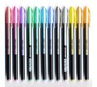 Barlone Pack of 12 Gel Pens Glitter, Metallic Colours Gel Pen Set, Colourful Gel Pens Set for Guest Books, Notes, Markings, Colouring Books, Drawing, Sketching, Crafts, etc