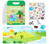 Barlone Reusable Sticker Book, Sticker Book Animal, Sticker Book from 2 Years, Travel Toy for Aeroplane & Car Journey, Activity for Children from 2-6 Years with Reusable Stickers