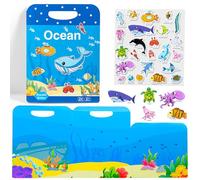 Barlone Reusable Sticker Book, Sticker Book Sea Creatures, Sticker Book from 2 Years, Travel Toy for Aeroplane & Car Journey, Activity for Children from 2-6 Years with Reusable Stickers