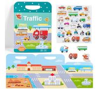 Barlone Reusable Sticker Book, Sticker Book Traffic Instructions, Sticker Book from 2 Years, Travel Toy for Aeroplane & Car Journey, Activity for Children from 2-6 Years with Reusable Stickers