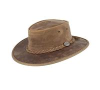 Barmah - Foldaway Aussie Bronco Leather Hat with UFP Protection 1060 (L(57-58cm), Hickory)