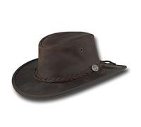 Barmah Hats Foldaway Bronco Leather Hat - Item 1060, Brown, L