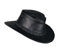 Barmah Hats Leather Hat Foldaway Bronco cowhide leather black size XL