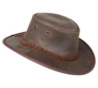 Barmah Hats Leather Hat Foldaway Oiled cowhide leather M unisex Brown, M