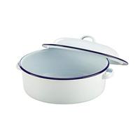 20cm White Round Enamel Roaster - Falcon Traditional Casserole Dish - roaster round 20cm falcon white enamel traditional casserole dish
