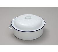 20cm White Round Enamel Roaster - Falcon Traditional Casserole Dish - roaster round 20cm falcon white enamel traditional casserole dish