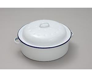 Barmans Byx0B0A6289 Enamel Roaster With Lid, White, 20Cm