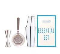 barmate Boston Cocktail Shaker Stainless Steel Weighted 3-Piece Set Consisting of a Shaker, Jigger and Strainer