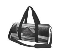 Barn Black and White Printed Canvas Travel Duffel Bag - Gym Sports Bag with Large Capacity for Weekend Business Travel