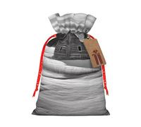 Barn Black and White Printed Christmas Drawstring Bags,M Reusable Xmas Gift Storage Bags, Red Christmas Ribbon