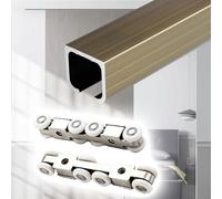 Barn Door Bypass Sliding Track Hardware Kit for Doors, Easy to Install Closet/Kitchen/Studies Door Rail Replacement, Top Hung Sliding Door Track(Gold,450cm/137.12inch)