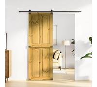 Barn Door Corona Honey Brown 70 x 210 cm Solid Pine Sliding Door for Room, Kitchen, Hallway, Indoor, Space Saving with Robust Frame and Lightweight Sliding System