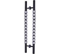 Barn Door Handle,Clear Crystal Front Door Handle,Interior Exterior Double-Sided H Shape Swing Glass Door Handle with Fittings,Modern (Color :Black,Size :80cm/31.5inch)
