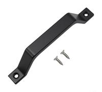 Barn Door Handle Heavy Duty Aluminum Alloy Black Pull Doors Sliding for Garage Having Closet Interior Exterior Cabinet White 200mm Length Shed Screws (Black Without Base)